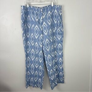 Chicos Ikat 100% Linen Pants